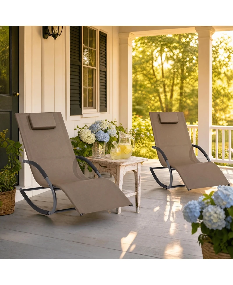 homfan Set of 2 Outdoor Lounge Chairs