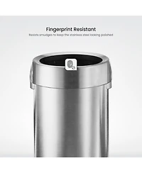 Home Zone Living 16 Gallon Stainless Steel Open Top Trash Can with Round Design