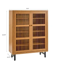 Clihome Shoe Cabinet with Shutter Doors, 6-Tier Entryway Adjustable Shelves, Wooden Rack Organizer