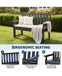 Gaomon Heavy Duty All-Weather Poly Lumber Outdoor Bench for 2, 800lb Capacity Durable Garden and Patio Seating Ideal Lawn, Backyard