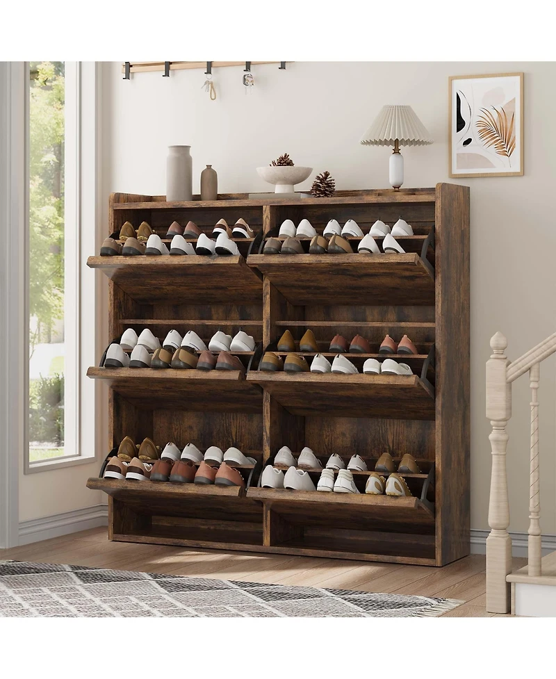 homfan Flip Drawer Shoe Cabinet with Adjustable Shelf - Hidden Entryway Storage for Hallway, Living Room