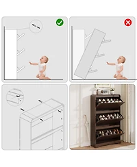 Homfan Large Narrow Shoe Cabinet with 3 Flip Drawers, Freestanding Organizer for Entryway, Modern Storage
