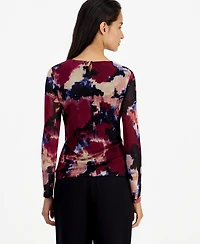 Bar Iii Women's Long-Sleeve Crewneck Ruched Top, Macy's Exclusive