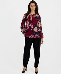 Bar Iii Women's Ruffle Tie Neck Long-Sleeve V-Neck Blouse, Macy's Exclusive