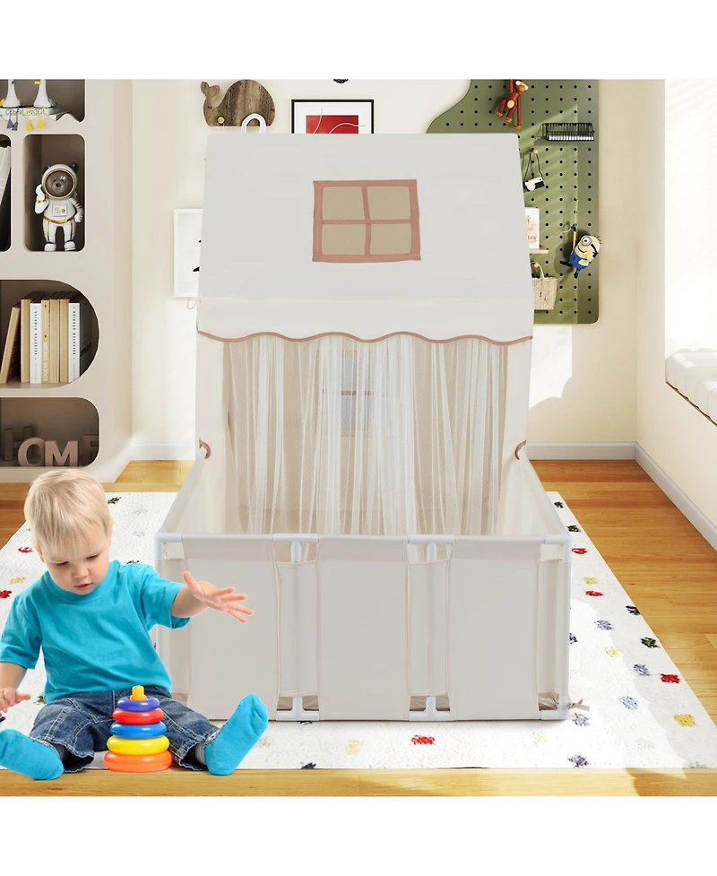 Slickblue 2-in-1 Kids Play Tent with Playpen and Yard Playhouse