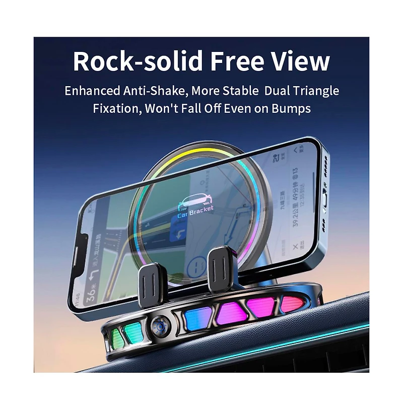 Artudatech 15W Wireless Car Charger - Auto-Clamping, 360degree(s) Rotation and Rgb Light