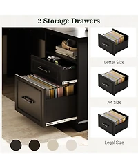 Aheaplus Corner L-Shape Desk with Charging Station and File Cabinet