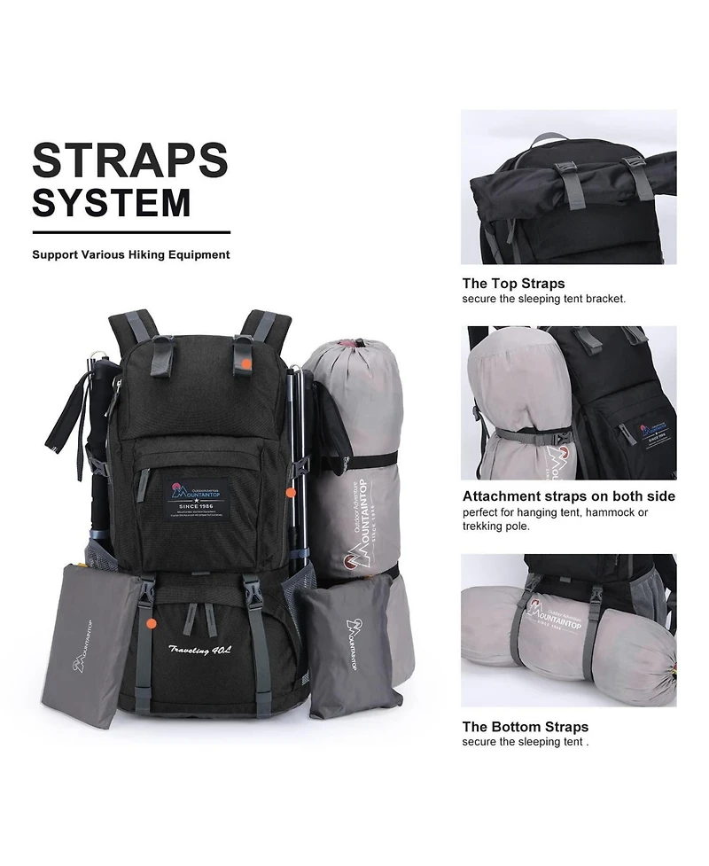 Mountaintop 40 Liter Hiking Backpack with 3 Hydration Bladder for Women Men Outdoor Travel Camping Day Pack Rain Cover