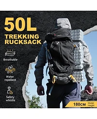 Mountaintop 50 Liter Internal Frame Hiking Backpack with Rain Cover Outdoor Camping Backpack for Men Women