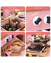 Best Choice Products Deluxe Wooden Outdoor Mud Kitchen for Kids with Canopy, Water Tank, Faucet and 11pc Accessories