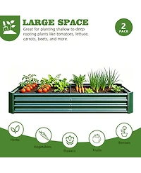Streamdale Furniture 2PCS Green 6x3x1ft Metal Raised Rectangle Garden Planter Beds