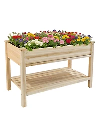 Streamdale Furniture 48x23x31.1'' Elevated Wood Garden Bed with Storage Shelf and Liner