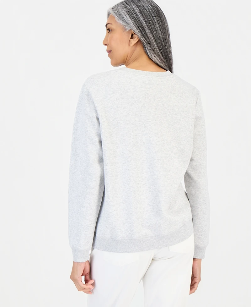 Style & Co Women's Winding Floral Fleece Long-Sleeve Graphic Sweatshirt, Macy's Exclusive