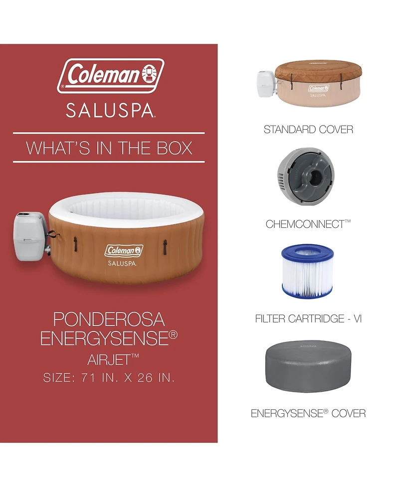 Coleman Ponderosa AirJet Round Inflatable Hot Tub w/ EnergySense Cover