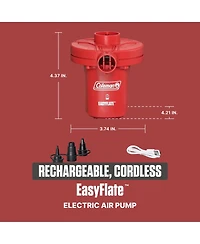 Coleman EasyFlate Rechargeable Electric Air Pump, Inflator with 3 Adapters