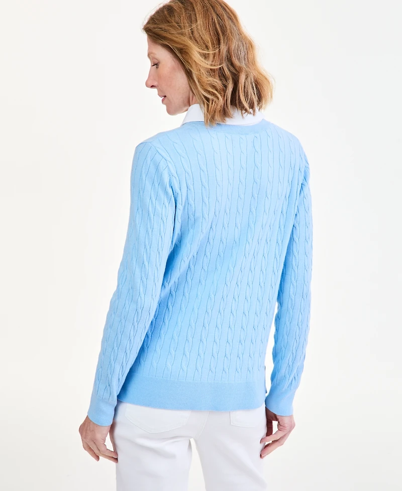 Style & Co Petite Two-Fer Cable Knit Polo Sweater, Macy's Exclusive