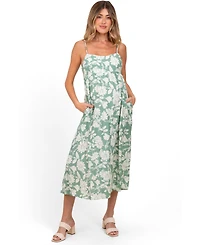 Pinkblush Maternity Light Olive Floral Sleeveless Midi Dress