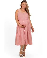 Pinkblush Plus Red Striped Tiered Overall Dress
