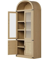 gaomon 6-Shelf Bookcase with Glass Doors, Modern Wooden Display Cabinet for Storage