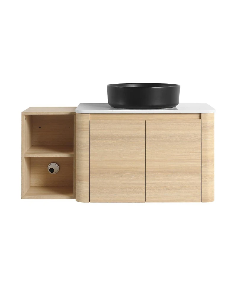 Sillysis Inch Wall Mounted Bathroom Vanity with Ceramic Vessel Sink