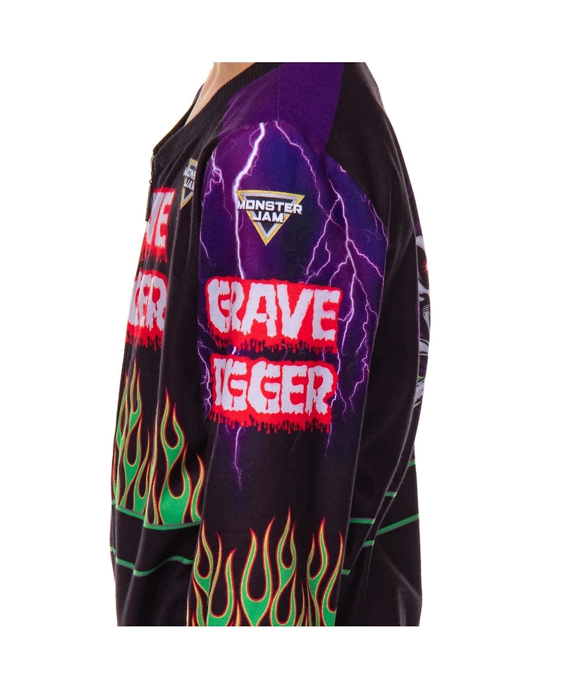 Monster Jam Grave Digger Boys' Union Suit Kids Fleece Monster Truck One Piece Pajamas