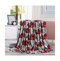 Kate Aurora Ultra Soft & Cozy Christmas Gray Snowy Barn Plush Accent Throw Blanket Cover