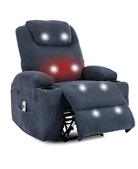 homfan Electric Recliner with Massage and Heat - Upholstered Armchair - Dual Cup Holders and Side Pockets
