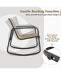 Sugift 2 Rocking Bistro Chairs and Glass-Top Table for Porch Yard Balcony