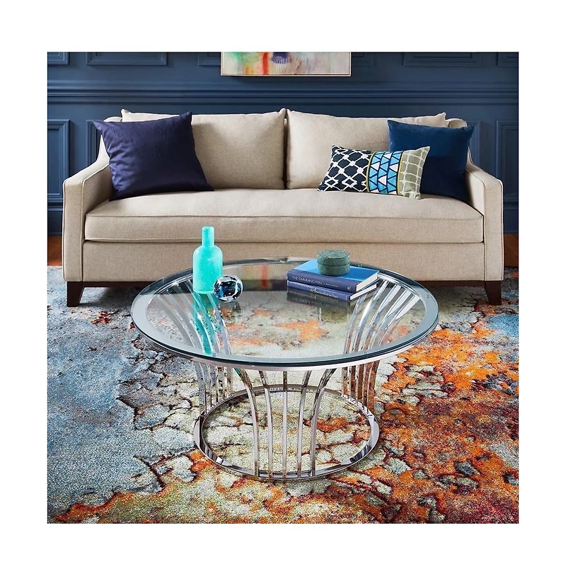 iNSPIRE Q Chrome Finish Coffee Table With Glass Top
