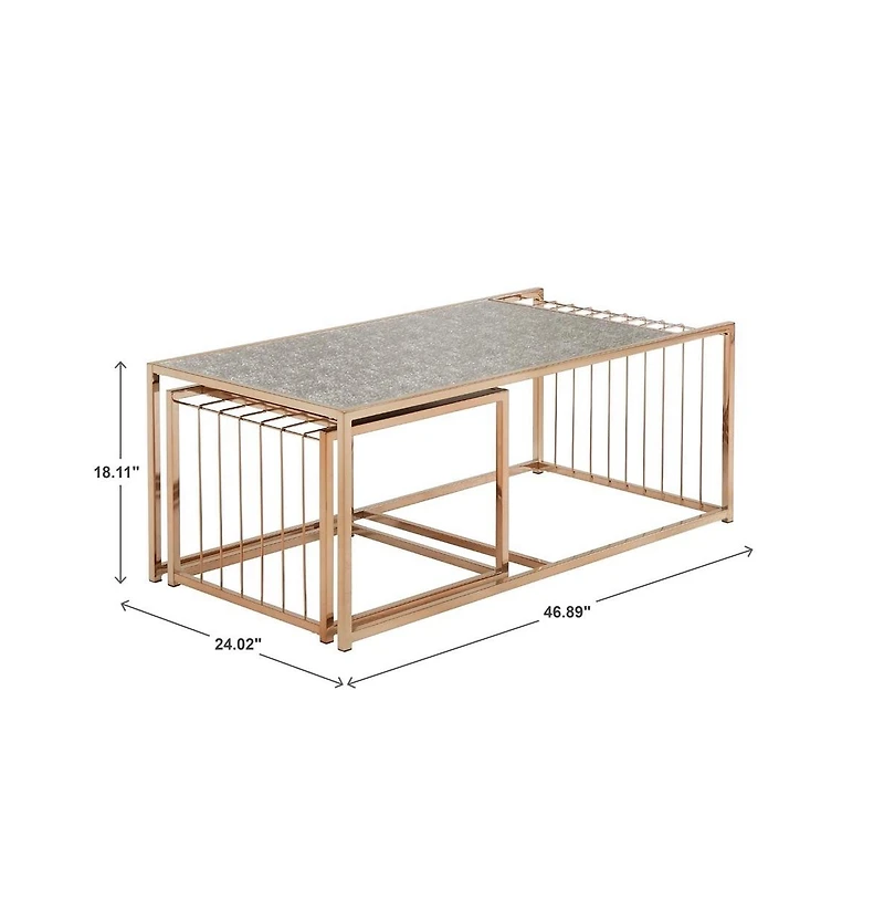 iNSPIRE Q Textured Mirror Top Nesting Coffee Table