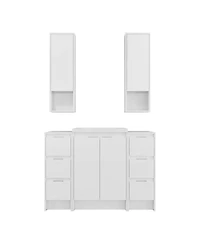 Sillysis 47 Inch Freestanding Bathroom Vanity with Resin Sink, Soft Close Doors, Water-Resistant, 2 Storage Cabinets, 2 Wall Cabinets