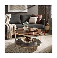 iNSPIRE Q Champagne Coffee Table with Dark Marble Glass Shelf