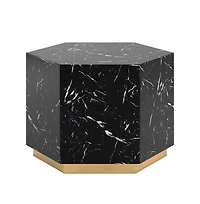 iNSPIRE Q Faux Marble Small Hexagon Coffee Table With Brushed Metal Base