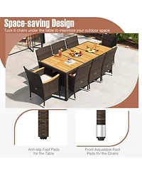 Sugift 9-Piece Outdoor Dining Set with Acacia Wood Table Top
