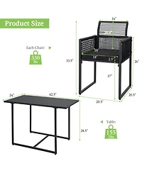 Sugift 3-Piece Outdoor Dining Set with Folding Backrest and Seat Cushions