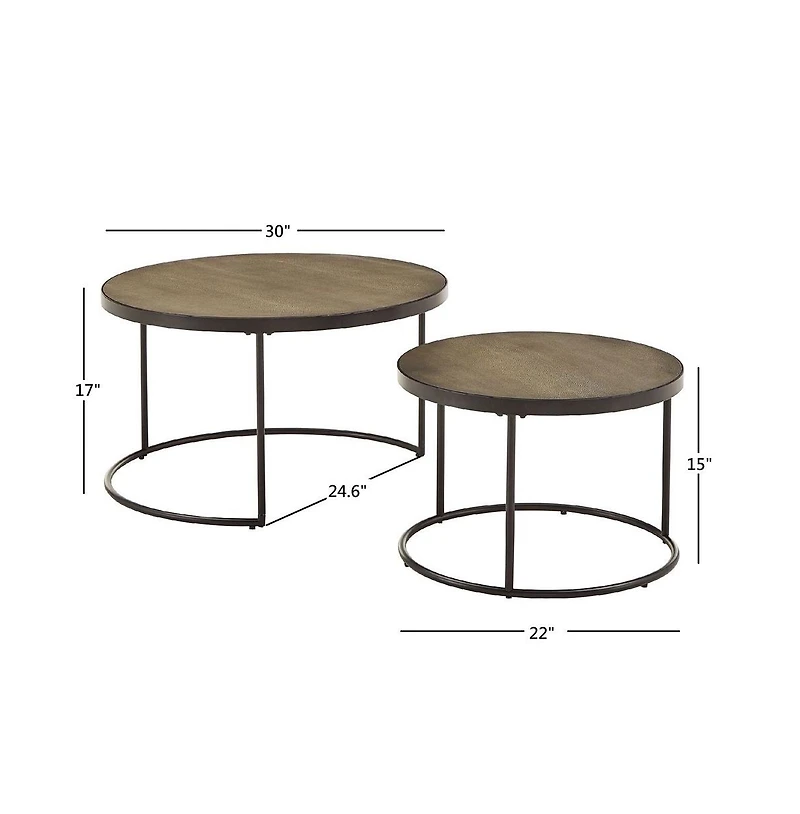 iNSPIRE Q Round Nesting Coffee Table With Faux Stingray Top