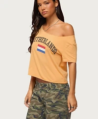 Edikted Women's Netherlands Off Shoulder T Shirt