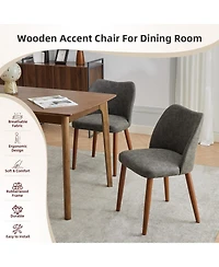 gaomon Set of 2 Linen Upholstered Dining Chairs