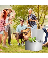 gaomon Drop in Ice Chest, 20" L x 16" W x 13" H Stainless Steel Ice Cooler, Commercial Ice Bin with Hinged Cover, Outdoor Kitchen Ice Bar