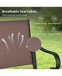 Sugift Set of 2 Counter Height Outdoor Bar Stools with Mesh Fabric Back