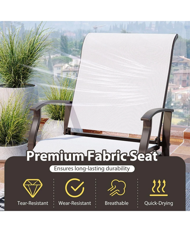 Gouun Outdoor Glider Chair Set of 2 with Padded Seats and Armrests