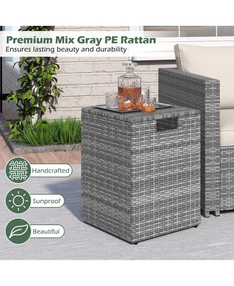 Sugift Rattan Propane Tank Cover Patio Hideaway Side Table