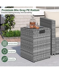 Sugift Rattan Propane Tank Cover Patio Hideaway Side Table
