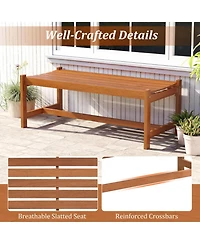 Gouun 44 In Solid Hardwood Outdoor Patio Bench with Teak Oil Finish 530 Lb Capacity