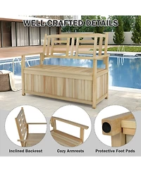 Gouun 2-Person Outdoor Garden Bench with 49 Gal Storage Compartment and Backrest