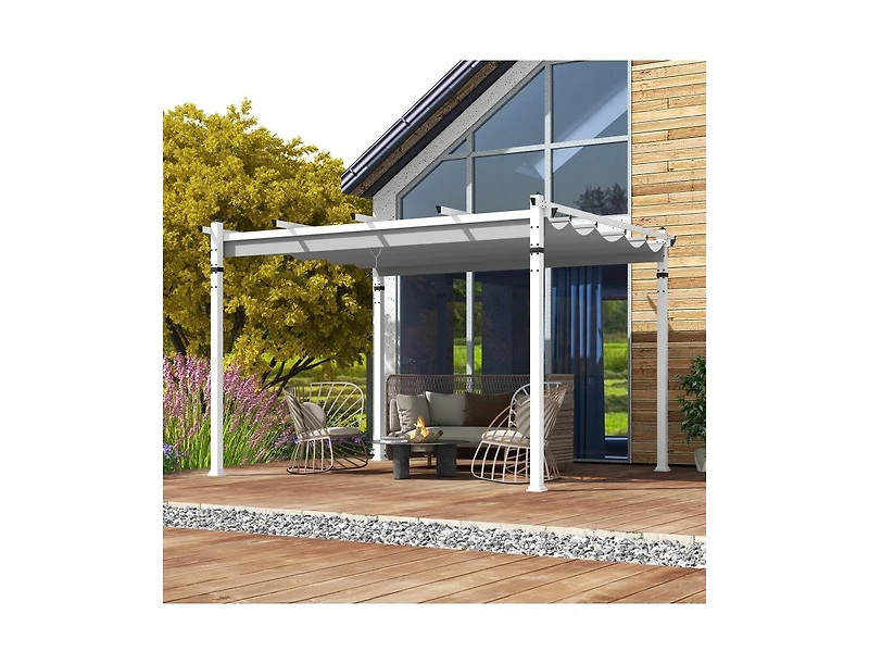 Boyel Living Outdoor Pergola with Retractable Canopy and Aluminum Frame