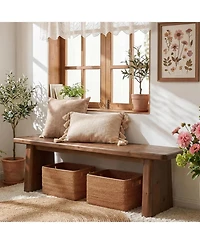 Tribesigns 55.1" Solid Wood Dining Bench, Farmhouse Kitchen Bench for Dining Room, Entryway, End of Bed Seating Bench