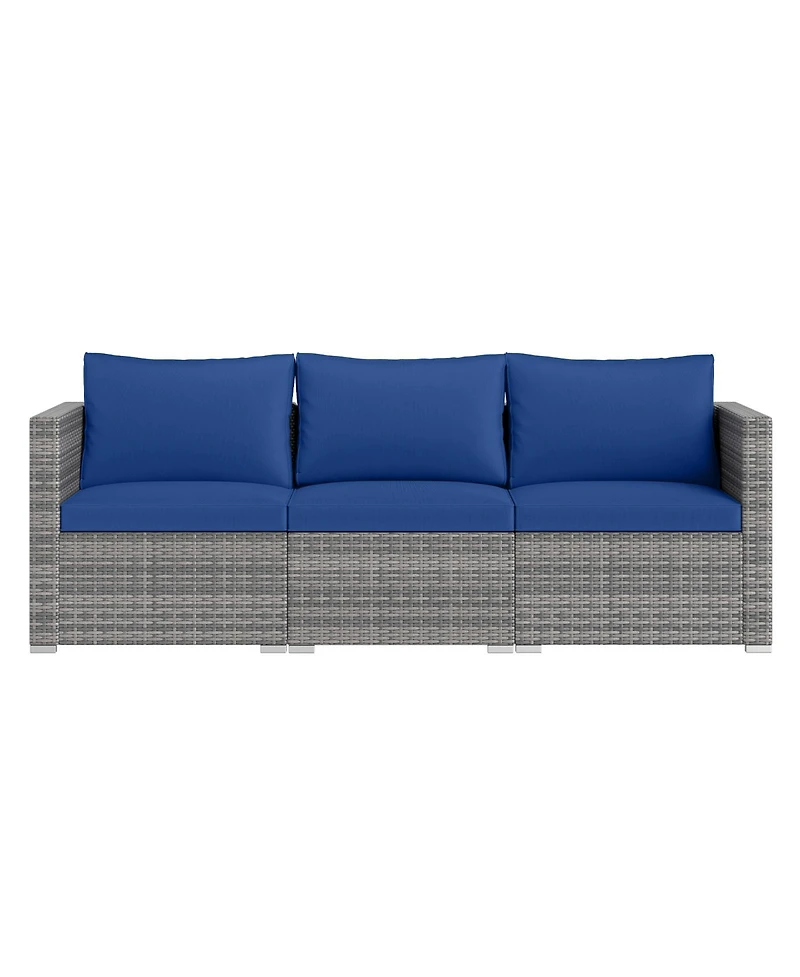 Sugift 3-Piece Modular Pe Rattan Sectional Sofa with Removable Cushions