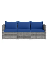 Sugift 3-Piece Modular Pe Rattan Sectional Sofa with Removable Cushions