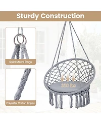 Sugift Macrame Hammock Swing Chair with Round Seat Cushion 2 Hanging Methods
